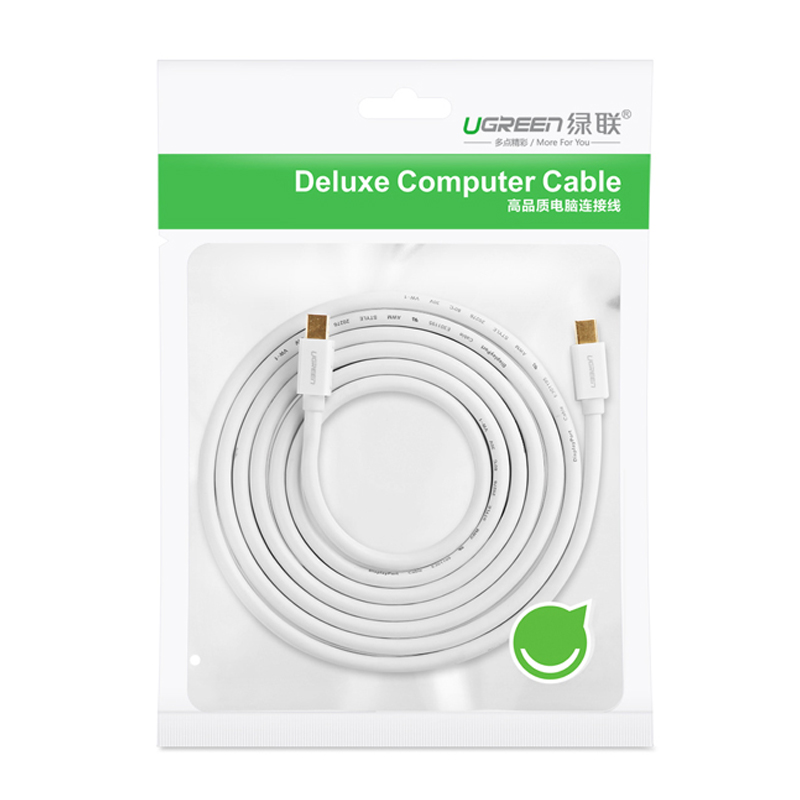 绿联（UGREEN）Mini DP公对公连接线 迷你dp雷电接口4K高清转换器线  支持苹果MacBook微软笔记本白10429