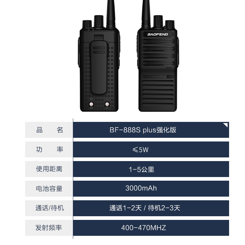 宝锋 BAOFENG 【两只装】BF-888S PLUS 强化版 对讲机1-10公里 宝峰民用商用大功率手持手台