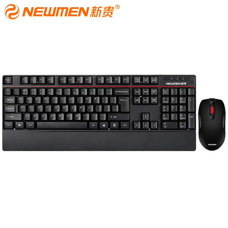 新贵（Newmen）无线键盘鼠标套装 K103 商务办公键鼠 节能省电 防溅水 高键位 自动休眠技术 防滑增高 黑色