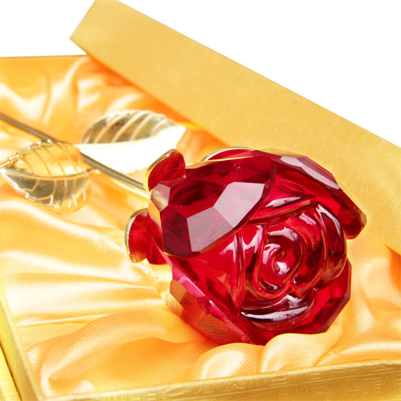 水晶玫瑰花珍藏版生日情人节礼物新年创意礼品 红玫瑰 水晶花瓶mp3