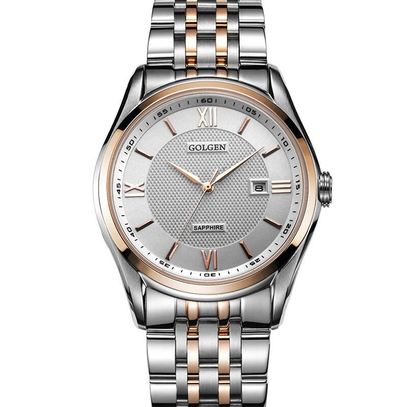 【京东自营】古尊(golgen)手表 商务系列石英情侣表男表间金色gn.