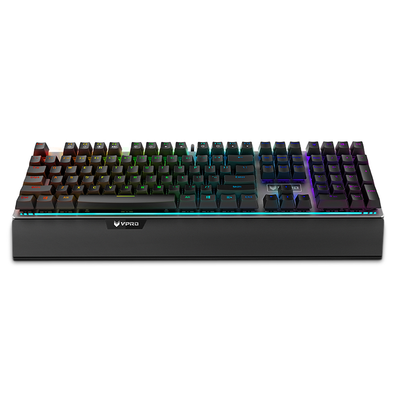 雷柏（Rapoo） V720 机械键盘 有线键盘 游戏键盘 108键RGB背光键盘 可编程键盘 吃鸡键盘 黑色 青轴