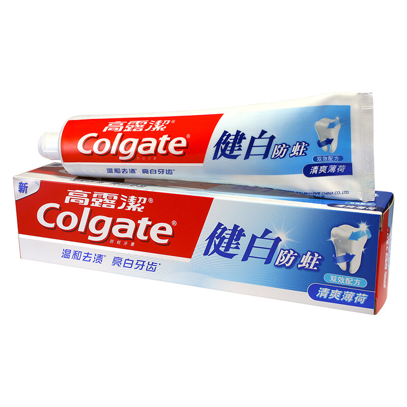 高露洁（Colgate）健白防蛀牙膏 200g  双效配方 亮白牙齿 清爽薄荷 清新口气 新老包装随机发