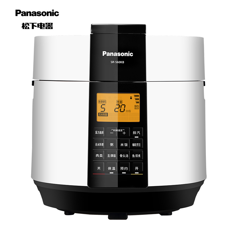 松下（Panasonic）6L智能电压力锅 1-10人 电饭锅 家用多功能压力煲无水料理大容量电饭煲 SR-S60K8