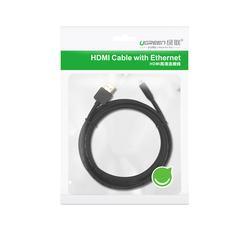 绿联 Micro HDMI转HDMI转接线 HDMI2.0版 4K高清转换线 笔记本电脑平板相机连接显示器电视投影仪 1米