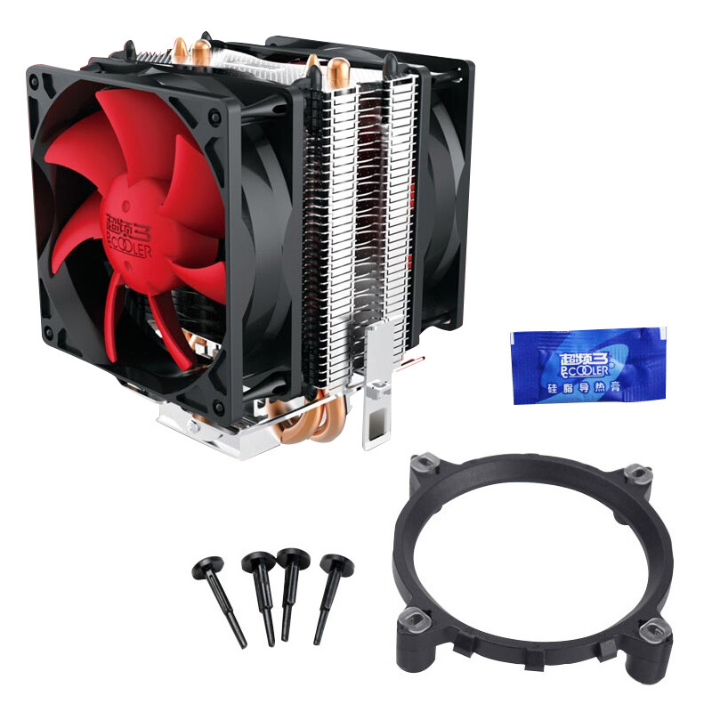 超频三（PCCOOLER）红海MINI增强版 CPU散热器（多平台/2热管/8cm双风扇/附带硅脂）