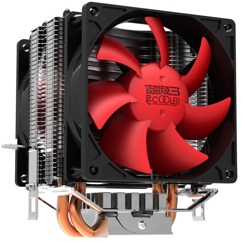 超頻三（PCCOOLER）紅海MINI增強(qiáng)版 CPU散熱器（多平臺/2熱管/8cm雙風(fēng)扇/附帶硅脂）