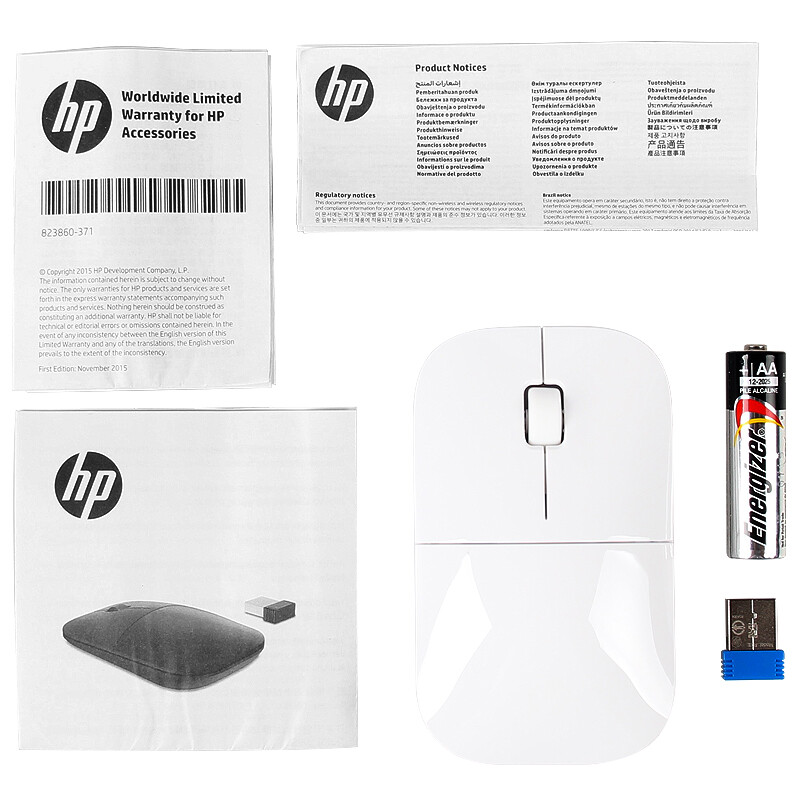 惠普（HP）Z3700 无线鼠标 便携办公鼠标 白色