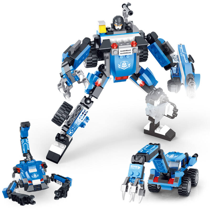 星钻积木 拼插积木 变形金刚积木 变战士 三变积木 五合一超级大力神