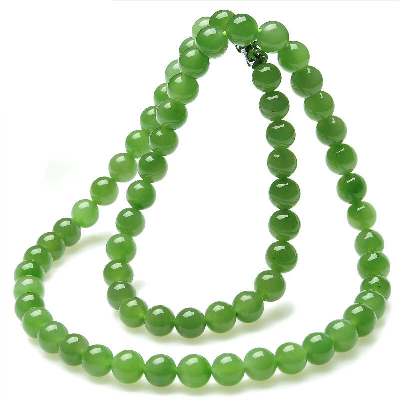 特泊儿 新疆和田玉项链 高档白玉碧玉项链 男女款配证书 tl53(7-8mm无