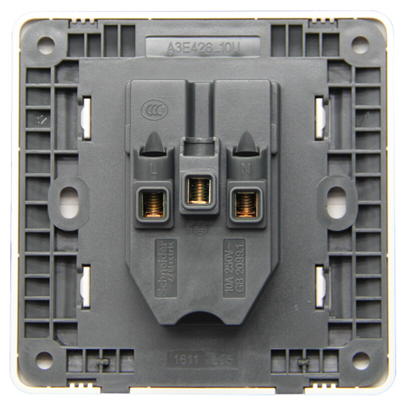 施耐德电气 开关插座 10A五孔 86型电源插座面板 睿意系列 白色A3E426_10U