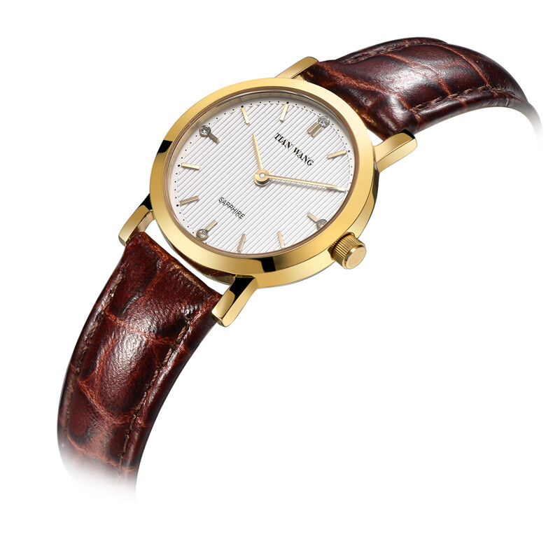 天王表(tianwang)手表 皮带石英女表金色ls3799g