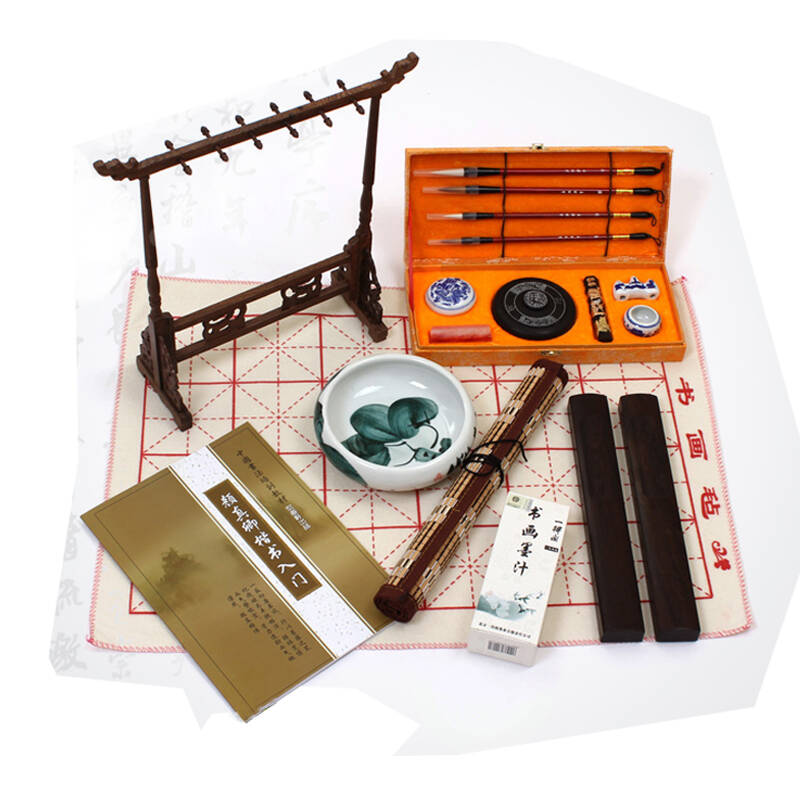 宏泰轩 文房四宝组合套装 毛笔礼盒 镇尺 字帖书法练习 墨汁 砚台学生
