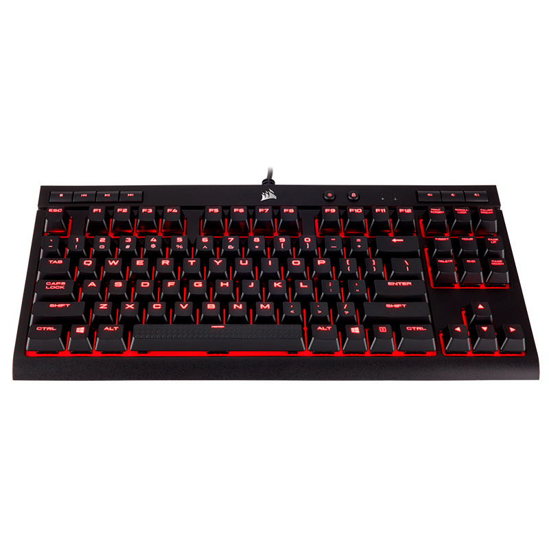 美商海盗船 (USCORSAIR) K63 机械键盘 有线连接 游戏键盘 87键盘 红色背光 黑色 樱桃红轴