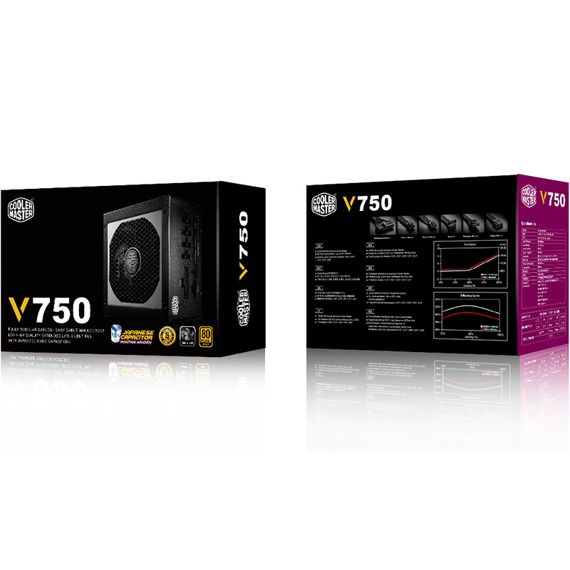 酷冷至尊（CoolerMaster）额定750W V750游戏电脑电源（80PLUS金牌/全模组/全日系电容/质保五年/台式电源）