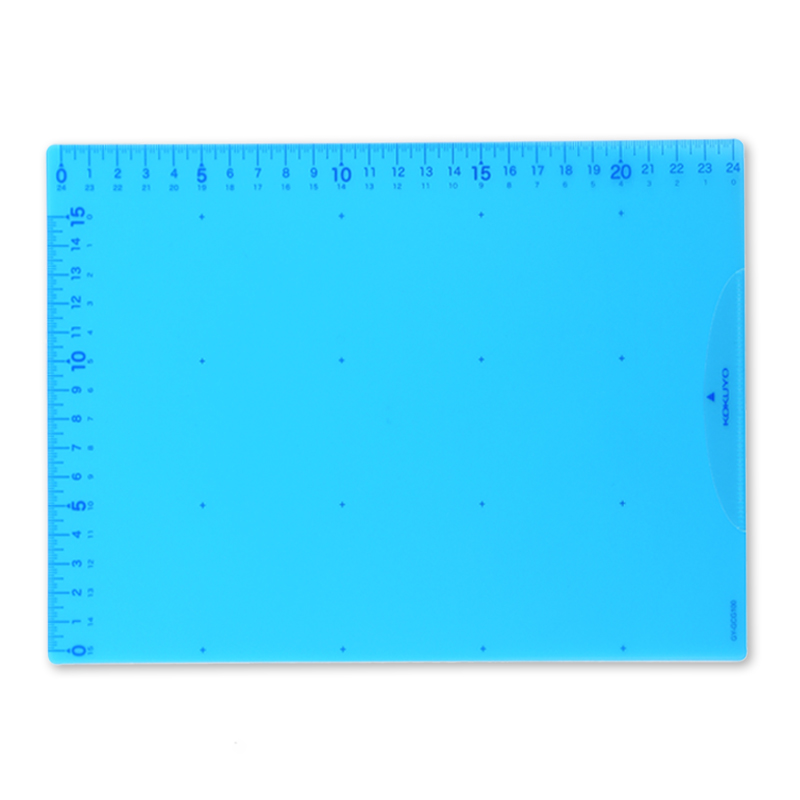 日本国誉(KOKUYO)学生办公用带尺刻度垫板网格型250*180*0.6mm B5 蓝色 GY-GCG100B