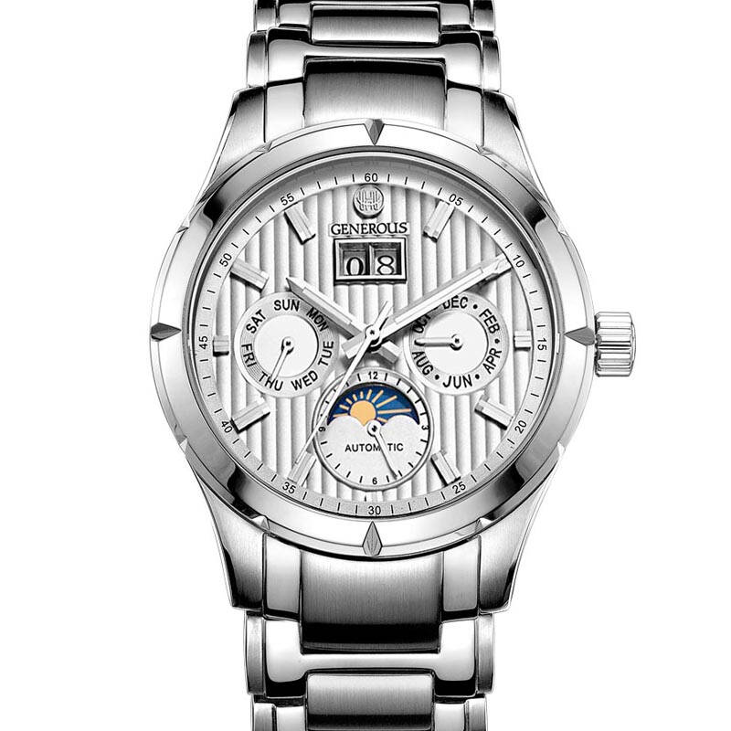 豪情(generous)手表男士机械表全自动运动男式多功能大日历夜光防水ga