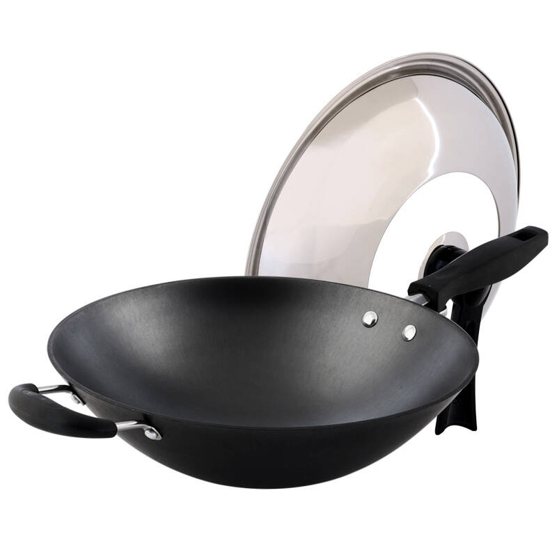 豪森(haosn)尖底铸铁锅炒锅不粘锅无烟无涂层健康手工铁锅生铁炒菜锅