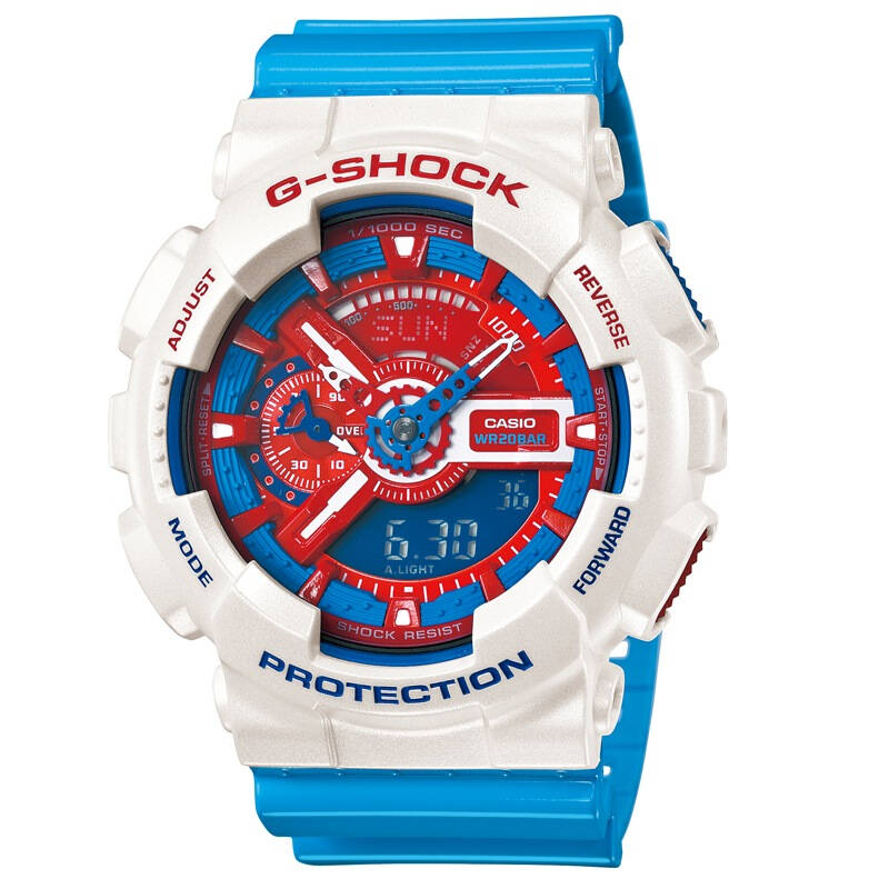 卡西欧casio ga-110ac-7apr g-shock美国队长 防水防震防磁运动男表
