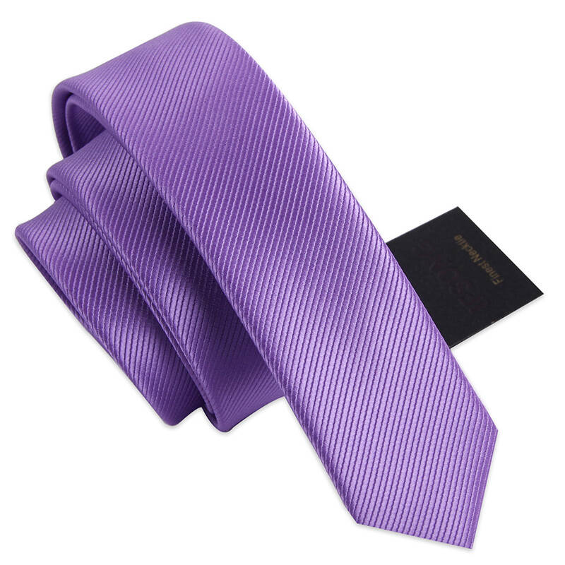 高档男士韩版窄领带 新郎结婚暗条纹潮女休闲领带4cm 礼盒装 紫色zdt