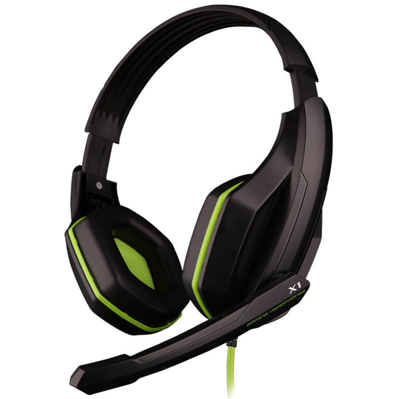 欧凡（OVANN） X1 头戴式专业游戏电脑耳机耳麦 语音带麦克风话筒   黑绿色