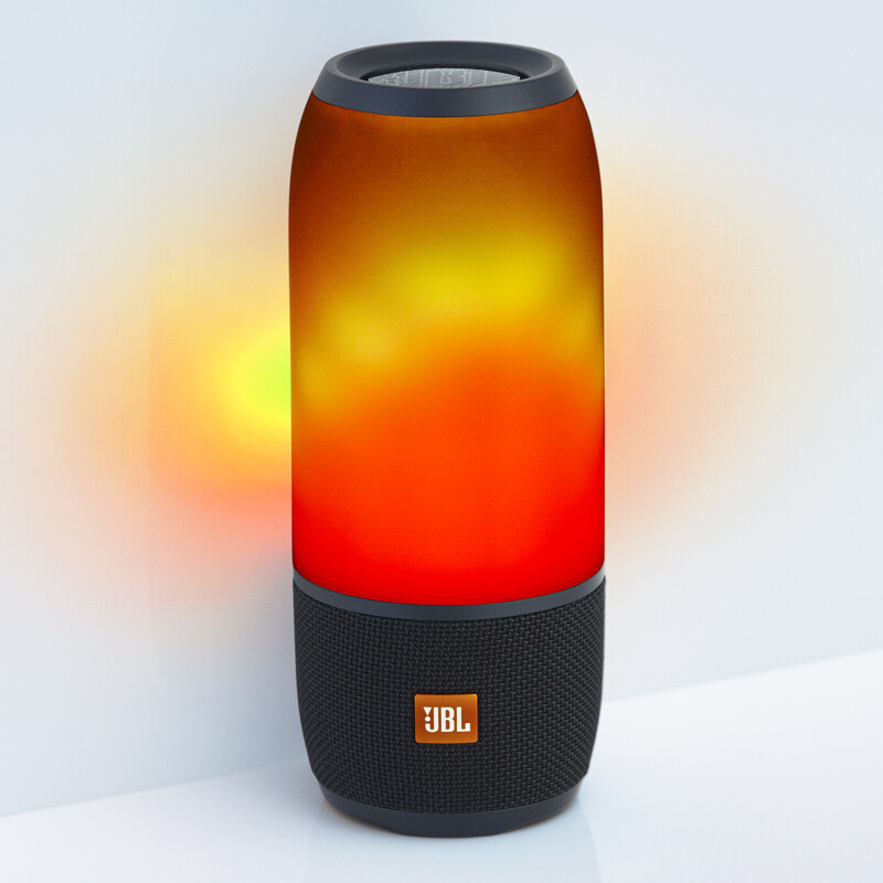 JBL PULSE3 音乐脉动三代 便携式蓝牙音箱 炫彩小音箱+低音炮 桌面音响 可免提通话 防水设计 典雅黑