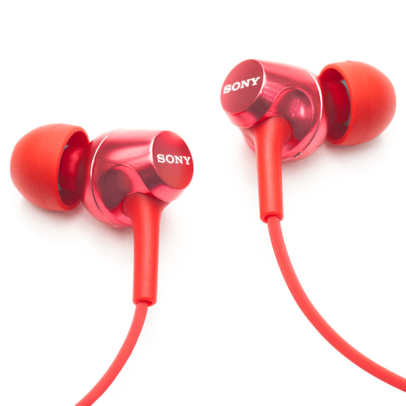 索尼（SONY） MDR-EX255AP 耳机入耳式有线带麦立体声手机通话高音质 红色