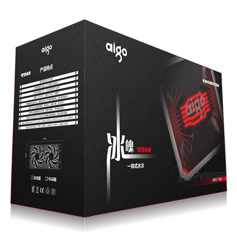 爱国者（aigo）冰魄T240RGB版 一体式水冷 CPU散热器(PWM智能温控风扇/全平台支持/静音陶瓷轴承/附硅脂）