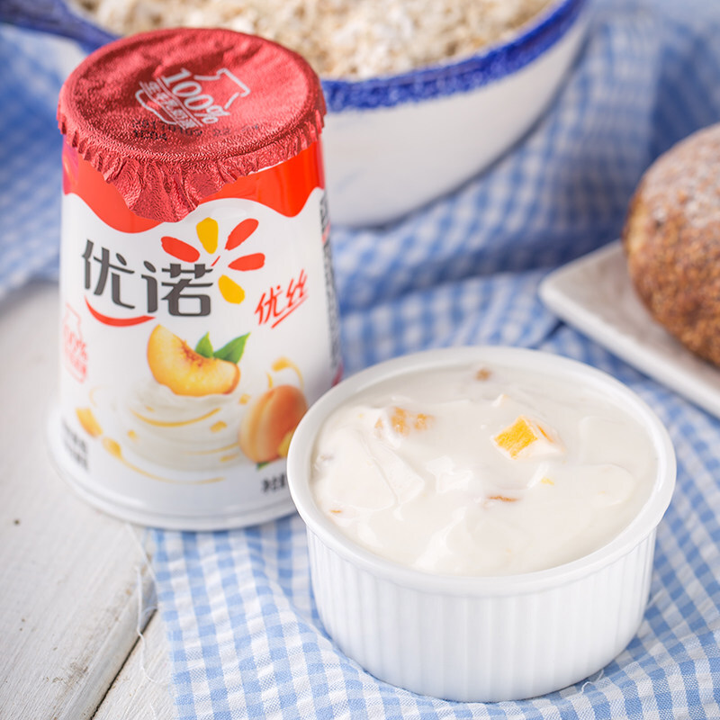 优诺 优丝 风味发酵乳 黄桃果粒 135g x3盒