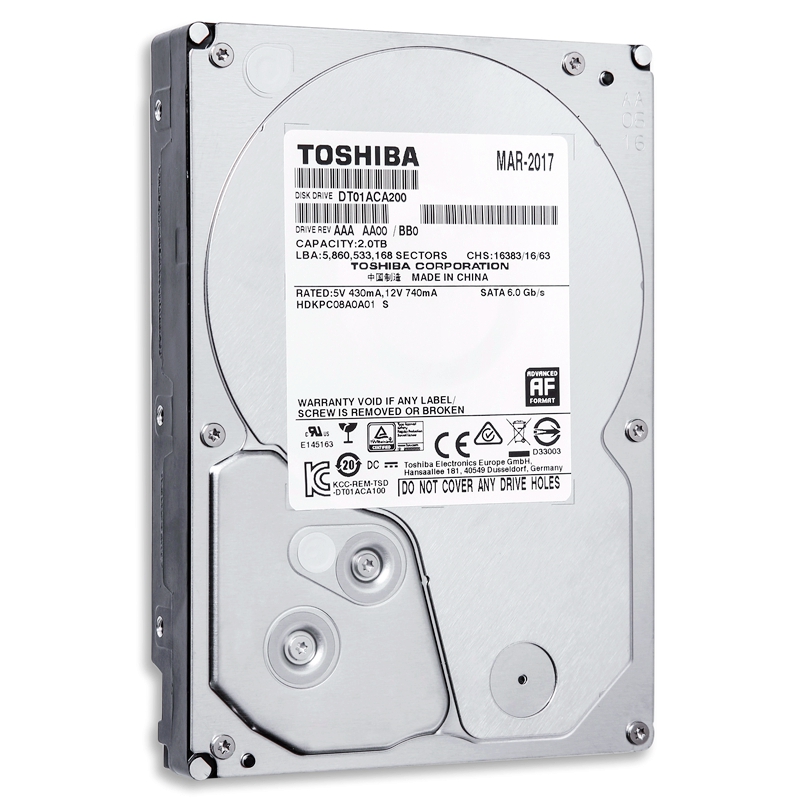 东芝(TOSHIBA) 2TB 64MB 7200RPM 台式机机械硬盘 SATA接口 消费级系列 (DT01ACA200) 个人电脑与外部存储