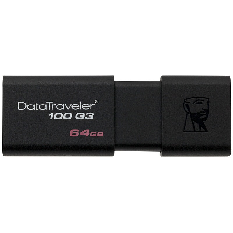 金士顿（Kingston）64GB USB3.0 U盘 DT100G3 黑色 滑盖设计 时尚便利