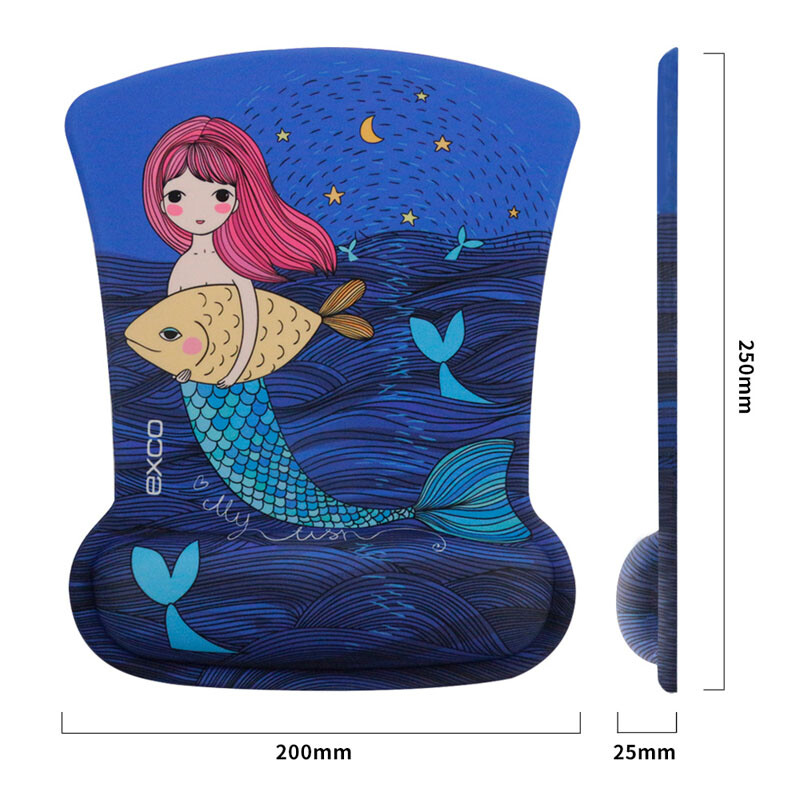 宜适酷（EXCO）美人鱼记忆棉鼠标垫 护腕大号 加厚 可爱卡通动漫游戏垫  MSP011