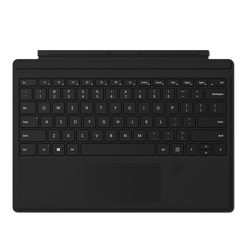 微软?Surface Pro 指纹键盘盖 典雅黑 磁吸易拆卸 按压指纹识别 磨砂手感 键盘背光+玻璃精准式触控板