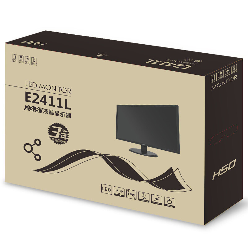 HSO 23.8英寸宽屏 1080P全高清可壁挂 不闪屏 宽屏LED背光液晶显示器 E2411L