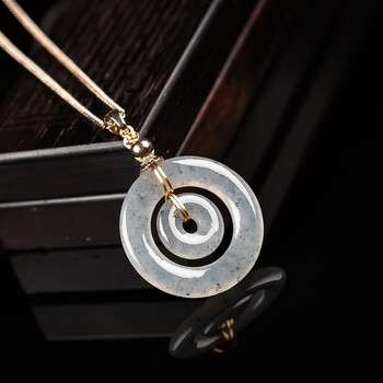 点击查看图片详情 【免交保】天然a货翡翠足部 14k金冰乌鸡子母扣(11