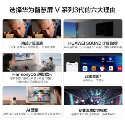 华为智慧屏 V65 3代 65英寸怎么样？上档次吗？