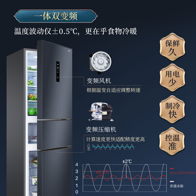 冰箱TCLBCD-260TWEPZA50烟墨蓝怎么样?使用评价好吗?