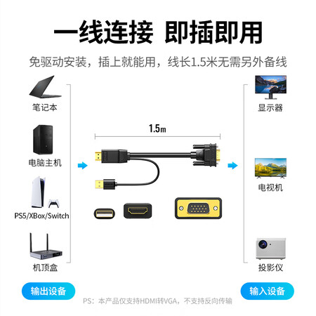 综合曝光绿联 HDMI转VGA转换线 高清视频转接头 电脑显示器连接线 适用笔记本电参数如何？使用三星期心得分享！