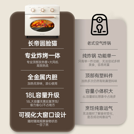 解谜爆料长帝 （chagdi ）家用空气炸锅烤箱 18升炸烤二合一 健康无油炸 多功能真实感受如何？真实体验爆料！