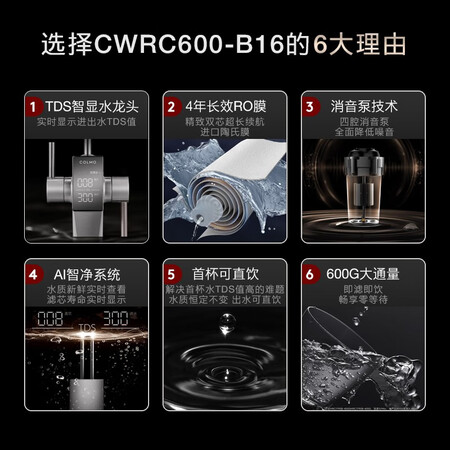 COLMO净水器RO反渗透滤芯600G净水机CWRC600-B16怎么样?值得入手吗?