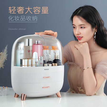 点评入手使用意可可化妆品收纳盒防尘化妆箱桌面梳妆台护肤品盒送女友女神妇女到底如何？真实内幕曝光！