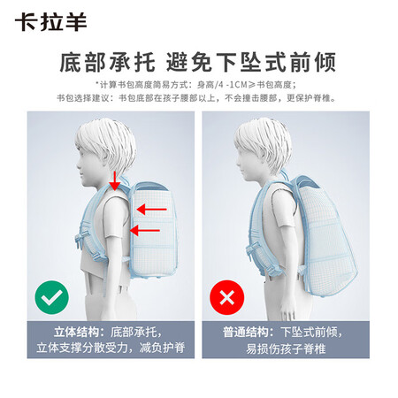 大家体验卡拉羊（KALA·Y）书包小学生1-3-6年级儿童背包男孩女减负优缺点揭露评测？吐槽三周感受告知！