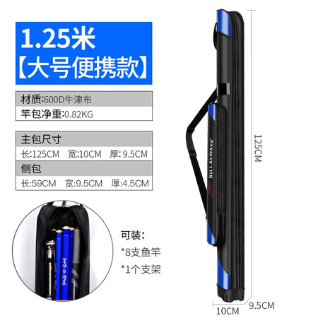 鱼竿包 硬壳竿包渔具包鱼包 1.25米蓝色大号带侧兜怎么样？使用评价好吗？