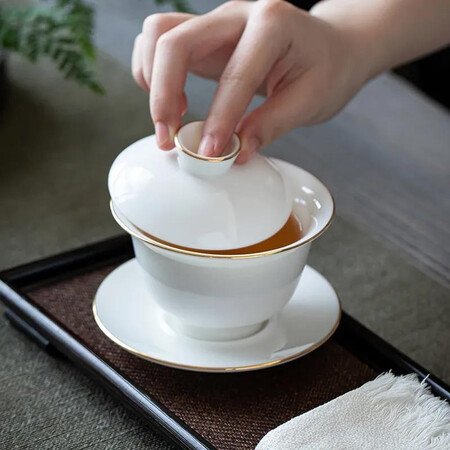 口碑曝光菲享 德化白瓷三才盖碗茶杯羊脂玉陶瓷盖碗单个茶碗带盖高端茶是不是真的好呢？说说三周感受分享！