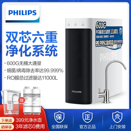 飞利浦小方盒SRO600净水器RO反渗透600G净水机AUT3036怎么样?质量靠谱吗?