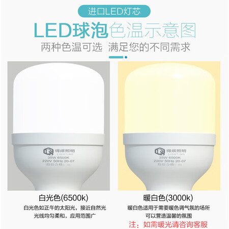 探索解密得焺 led灯泡家用节能灯室内照明灯工厂大功率螺口E27灯泡 35W -E27螺口-1质量会不会很好？吐槽三周心得分享！