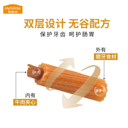 直观感受点评麦富迪 狗狗零食磨牙棒 成犬幼犬洁齿咬胶牛肉夹心胡萝卜味评价怎样？大家说说看！