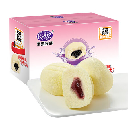 解疑分析港荣蒸蛋糕 蓝莓味900g整箱饼干蛋糕早餐食品夹心面包休好不好呀？知道的说说区别大吗！