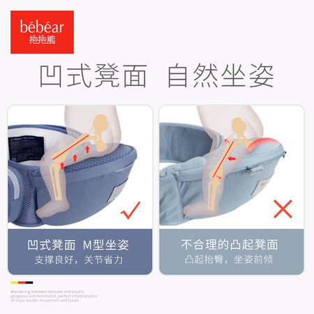 对比评测抱抱熊婴儿背带腰凳多功能抱娃神器背婴带前后两用新生儿童坐凳腰登 C26印真实使用感受？说实话好不好！