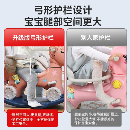 全方位感受【超大号推杆可转向】摇摇马木马儿童玩具男女孩婴儿玩具评测划算不？内幕真实情况解密！！